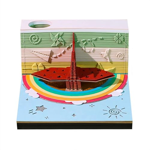 3D-Notizblock mit Licht, Weihnachtskalender-Notizblöcke, Zeitmesser-Kalender 2026, Papierkunst-Notizblock, 3D-Haftnotizen, DIY-Papierschnitzerei, Kunst, Desktop-Dekoration, Geschenke für Weihnachten von Generisch