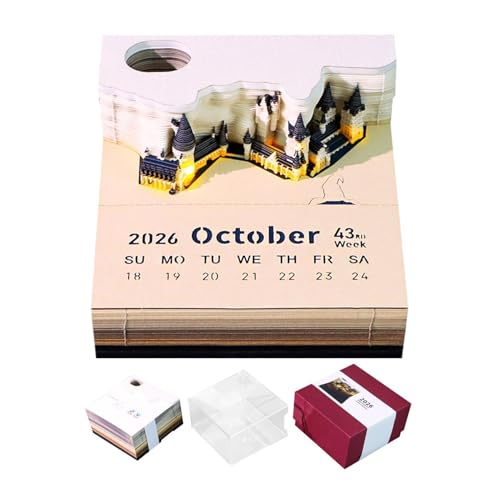 3D-Notizblöcke, Kalender 2026, Papierschnitzerei, 3D-Kalender, Notizblock mit Lichtern, Zeitstück-Kalender, abreißbarer Notizblock, antihaftbeschichtete Haftnotizen mit Stifthalter für Schule, Büro 3D-Notizblöcke, Kalender 2026, Papierschnitzerei, 3D-Kalender, Notizblock mit Lichtern, Zeitstück-Kalender, abreißbarer Notizblock, antihaftbeschichtete Haftnotizen mit Stifthalter für Schule, Büro von Generisch