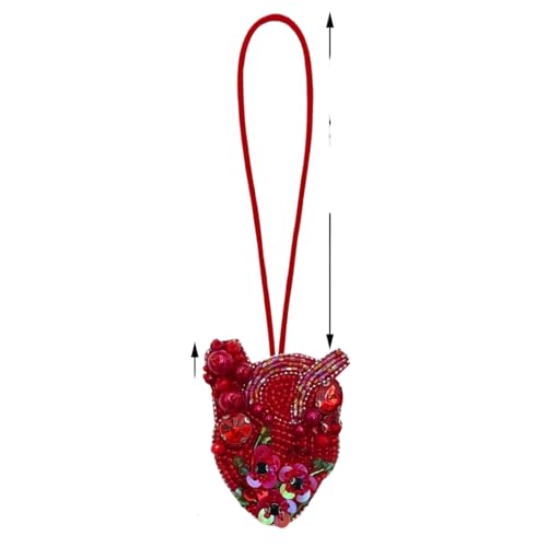 3D-Pailletten Diamant Kette Perlen Herz Schlüssel anhänger, Hängendes Seil mit Kristall Kokosnuss Baum Patch, Ideal für Mode Tasche DIY Dekoration, Lanyard Zubehör von Generisch