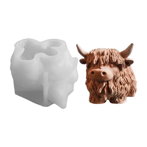 3D-Silikonform mit Hochlandrind – Wachsguss-Set für DIY-Bastelarbeiten | Form in Form eines Bauernhoftiers für Wohndeko, Schlüsselanhänger und Weihnachtsschmuck | Ideal für Bastler, Lehrer und Bastelb von Generisch
