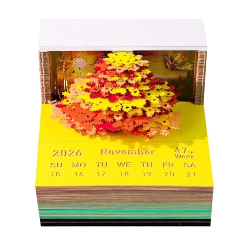 3D Time Piece Tischkalender 2026, 3D Memo Pad Baumhaus Abreißen Papier Skulptur Lichter Büro Notizblock mit für Schreibtisch 3D Time Piece Tischkalender 2026, 3D Memo Pad Baumhaus Abreißen Papier Skulptur Lichter Büro Notizblock mit für Schreibtisch von Generisch