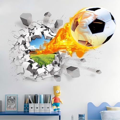 3D Wandaufkleber Fußball, Durchbruch Wandsticker für Kinderzimmer Jungen, 50cm*70cm 3D Wandaufkleber Fußball, Durchbruch Wandsticker für Kinderzimmer Jungen, 50cm*70cm von Generisch