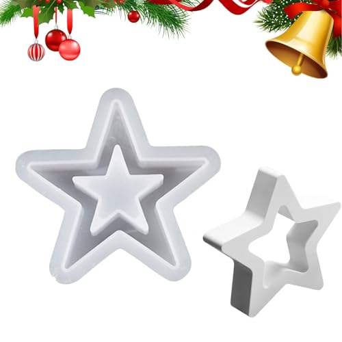 3PCS Silikonformen Gießformen Weihnachten,Silikon Gießform Kerzenform Weihnachten, Sterne Giessformen Silikon Gipsformen zum Gießen, DIY Weihnachten Handwerk (Medium) von Generisch