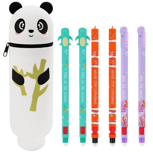 3er Pack Radierfähige Kugelschreiber Set Löschbare Gelschreiber radierbarer Stift zum Schreiben radierfähige Tinte Seepferdchen Unterwasserschildkröte Clownfisch (3 Stifte + Schachtel (Stil 1)) von Generisch