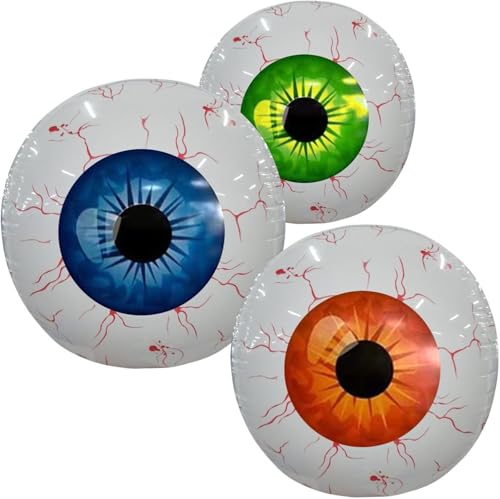 3er-Pack gruselige Augapfel-Luftballons – gruselige blutgeschossene aufblasbare Gegenstände für Halloween, Innen- und Außendekoration von Generisch