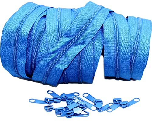 3m endlos Reißverschluss plus 15 Zipper, Spirale 3mm- blau (0,50€/m) von Generisch
