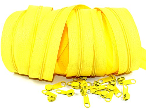 3m endlos Reißverschluss plus 15 Zipper, Spirale 3mm- gelb (0,50€/m) von Generisch