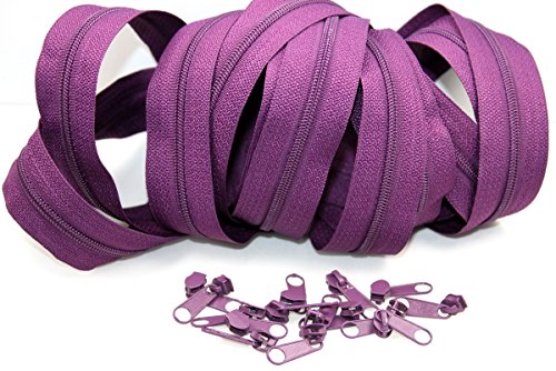 3m endlos Reißverschluss plus 15 Zipper, Spirale 3mm- violett (0,50€/m) von Generisch