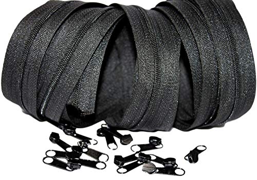 3m endlos Reißverschluss plus 15 Zipper, Spirale 3mm- schwarz (0,50€/m) von Generisch