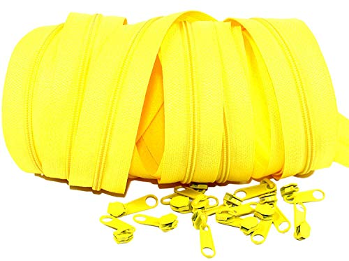 3m endlos Reißverschluss plus 15 Zipper, Spirale 5mm- gelb (0,66€/m) von Generisch