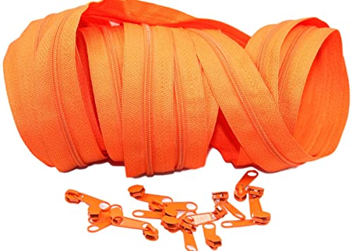 3m endlos Reißverschluss plus 15 Zipper, Spirale 5mm- orange (0,66€/m) von Generisch