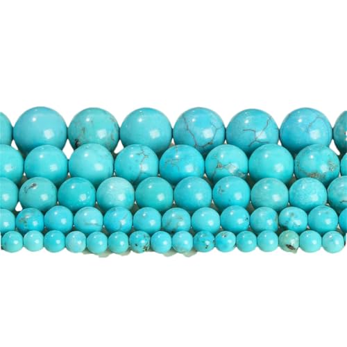 4, 6, 8, 10, 12 mm, Natursteinperlen, rund, lose Abstandshalter, Perlen für Schmuckherstellung, DIY, Armband, Halskette, Zubehör, blau, ca. 10 mm, 37 Stück von Generisch