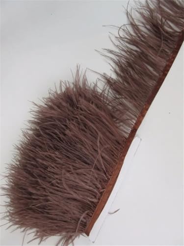 4,5 - 9,1 m Straußenfeder-Bordüre, Fransen 8–10 cm, Kleidung, Rock, Federn für Handwerk, Party, Stoff, Gürtel, dekorativ, tiefer Kaffee, 4,5 m von Generisch