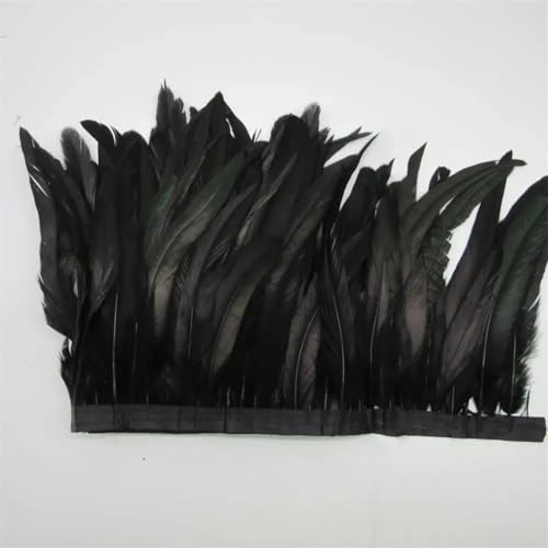 4,5 m, 25,4 - 30,5 cm breit, Hahnschwanz-Federbesatz, für Handwerk, Kleid, Rock, Kostüme, schwarz, 4,5 m 4,5 m, 25,4 - 30,5 cm breit, Hahnschwanz-Federbesatz, für Handwerk, Kleid, Rock, Kostüme, schwarz, 4,5 m von Generisch
