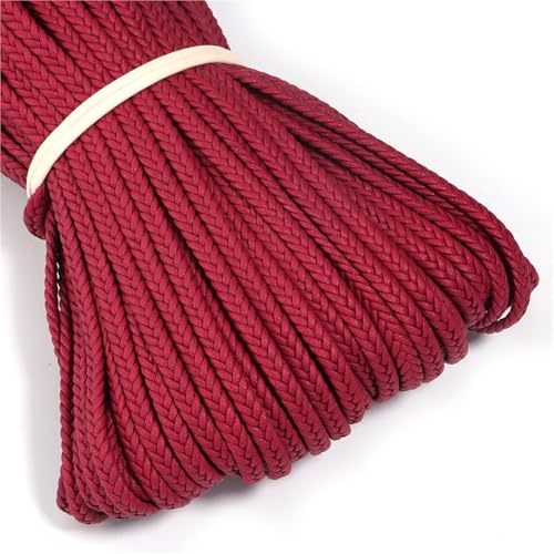 4,5 m, 5 mm, geflochtenes PU-Lederband, flaches Seil for Heimwerker, Basteln, Nähen, Schmuckherstellung, Geschenkverpackungen und Bekleidungszubehör(Deep Red) von Generisch