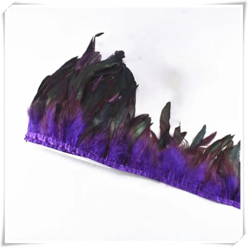 4,5 m Hahnfedern, Fransen für Kleidung, Schmuck, Dekoration, Hochzeit, Kopfschmuck, Bastelzubehör, violette Federn, 9,4 m 4,5 m Hahnfedern, Fransen für Kleidung, Schmuck, Dekoration, Hochzeit, Kopfschmuck, Bastelzubehör, violette Federn, 9,4 m von Generisch