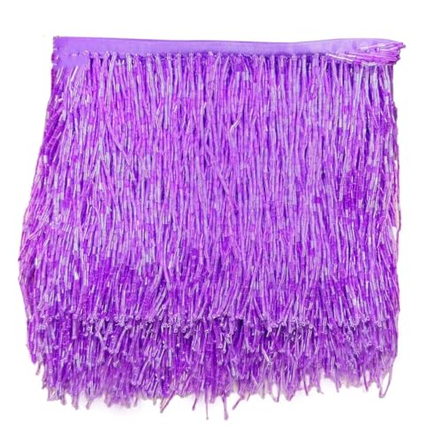 4,5 m Nähperlenquaste, goldfarben, schwer, handgefertigt, Fransenzubehör, Basteln, Vorhänge, Partykleid, Bordüre, Lila, 50 cm von Generisch
