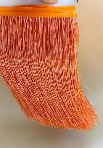 4,5 m Nähperlenquaste, goldfarben, schwer, handgefertigt, Fransenzubehör, Basteln, Vorhänge, Partykleid, Bordüre, Orange, 50 cm von Generisch