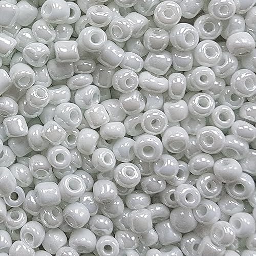 [4,50 Euro/100 Gramm] Glasperlen Rocailles weiß Perlen Glas Größe 4mm, Menge 20 Gramm DIY Schmuckherstellung Seed Beads Schmuck von Generisch