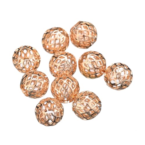 4/6/8/10 mm große Hohlkupferperlen aus Metall für Schmuckherstellung, Armband, DIY, Handwerk, Schlüsselanhänger-Zubehör (Kc Gold, 4 mm, 50 Stück) von Generisch