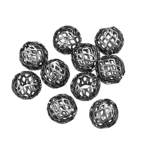 4/6/8/10 mm große Hohlkupferperlen aus Metall für Schmuckherstellung, Armband, DIY, Handwerk, Schlüsselanhänger-Zubehör (schwarz, 4 mm, 50 Stück) von Generisch
