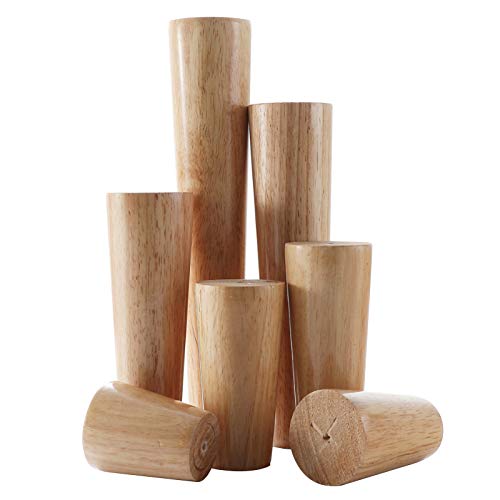 4 Holz-Möbelbeine, Gummiholz, konisches Design, Ersatz-Tischbeine, stabile Sofafüße, Anti-Rutsch-Pads, 50 cm Höhe, für Stühle, Betten und Schränke. von Generisch