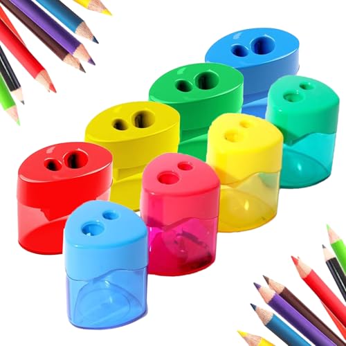 4 Pcs Pencil Sharpeners with Lid, Dual Holes Compact Colored Handheld Pencil Sharpener, Colored Handheld Sharpener Suitable, for Artists Students School Class Home Office (mix) von Generisch