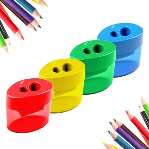 4 Pcs Pencil Sharpeners with Lid, Dual Holes Compact Colored Handheld Pencil Sharpener, Colored Handheld Sharpener Suitable, for Artists Students School Class Home Office (style1) von Generisch