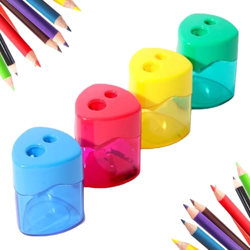 4 Pcs Pencil Sharpeners with Lid, Dual Holes Compact Colored Handheld Pencil Sharpener, Colored Handheld Sharpener Suitable, for Artists Students School Class Home Office (style2) von Generisch