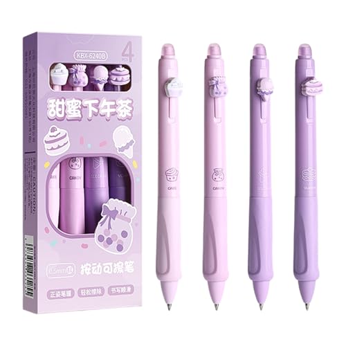 4 Radiergälerstifte, Rollerball-Stifte (mit Tinte und Radiergummi am), Knock-Gel-Tintenstift, niedlicher Kugelschreiber, glatter Schreibstift, Kinder, Erwachsene, Schule, Bürovorräte, Schreibware von Generisch