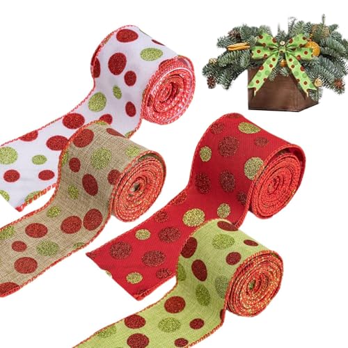 4 Rollen Weihnachten Geschenkband Mit Draht, Drahtband Glänzend Weihnachtsband Zum Basteln, Weihnachten Schleifenband Dekorativ Band Für Geschenk Verpackungen, Handwerk, Weihnachts Und Hochzeit 4 Rollen Weihnachten Geschenkband Mit Draht, Drahtband Glänzend Weihnachtsband Zum Basteln, Weihnachten Schleifenband Dekorativ Band Für Geschenk Verpackungen, Handwerk, Weihnachts Und Hochzeit von Generisch