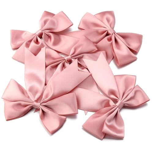 4 Stück 12 x 13 cm große Schleifen aus Polyester-Satinband, handgefertigte Schwalbenschwanzschleifen for Geschenkverpackungen, Hochzeitsfeier-Dekorationen, DIY-Bastelprojekte(Pink) von Generisch