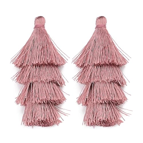 4 Stück 80 mm Polyester-Seidenquaste, 4-lagig, dekorativer Anhänger für DIY-Bastelprojekte, Heimdekoration, Taschenschmuckzubehör(Deep Pink) von Generisch