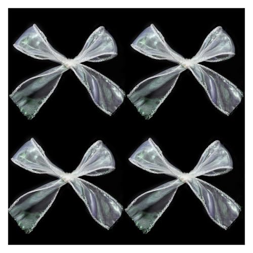 4 Stück Fischschwanz-Satinband-Bögen für Geschenkverpackungen, Hochzeitsstrauß, DIY-Basteldekorationen(White) von Generisch