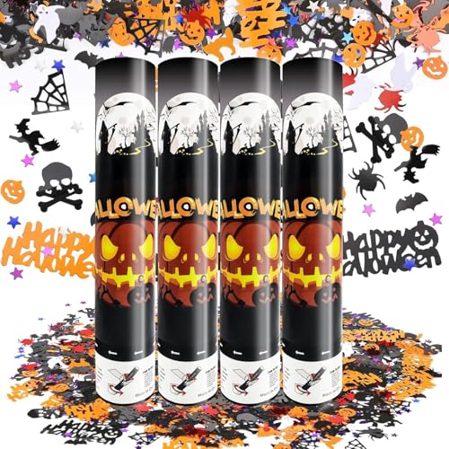 4 Stück Halloween Konfetti Poppers - 30,5 cm Partykanonen für Halloween, Geburtstage, Hochzeiten & Abschlussfeiern - Luftbetriebene Konfetti-Shooter für gruselige Feiern 4 Stück Halloween Konfetti Poppers - 30,5 cm Partykanonen für Halloween, Geburtstage, Hochzeiten & Abschlussfeiern - Luftbetriebene Konfetti-Shooter für gruselige Feiern von Generisch