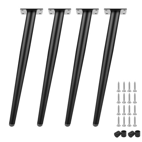 4 Stück Kegel-Möbelbeine, 70 cm, Ersatz-Sofa-Beine, verstellbare Beine für Tische, Betten, Regale, TV-Schränke, Stühle, Sessel, Kommoden mit Schrauben (schwarz) von Generisch