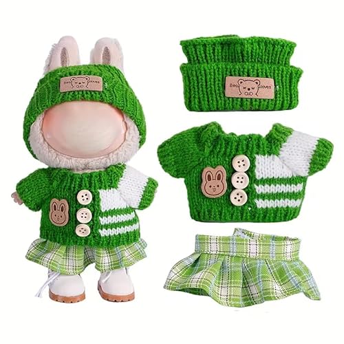 4 Stück Kleidung für Puppe, Bekleidung für 17cm Puppe Plüsch mit Overall Mütze Pullover Rucksack für Jungen Mädchen Geschenke (Doll Not Included) (Style 1 Three Piece Set) von Generisch