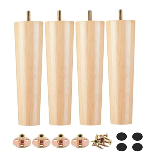 4 Stück Massivholz-Sofa-Beine mit M8-Bolzenschrauben, Anti-Rutsch-Schutz, Ersatzfüße für Stuhl, Couch, Tisch, 8 cm, Holz-Möbelbeine von Generisch