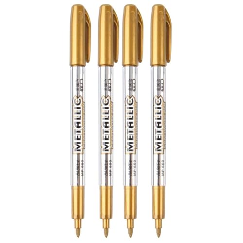 4 Stück Metallic Marker Stifte Set, Gold & Silber Metallic Marker für Kunst Illustration Handwerk Geschenkkartenherstellung Scrapbooking Stoff DIY Fotoalben (Gold) von Generisch