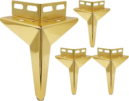 4 Stück Moderne Möbelbeine aus Metall for Sofas, polierte Tisch- und Schrankfüße, DIY-Stützfüße, Ersatzfüße, 2 Farben, 600 lbs(Gold,17cm) von Generisch