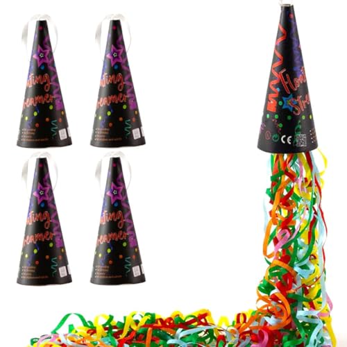 4 Stück No Mess Geburtstagspopper – Eiscreme-Themen-Party-Luftschlangen, leicht zu reinigende Hand-Konfetti-Kanonen für Geburtstage, Hochzeiten und Veranstaltungen – wiederverwendbare Gastgeschenke von Generisch