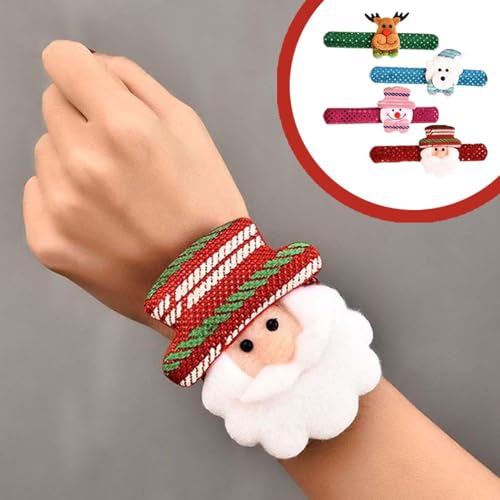 4 Stück Weihnachts Slap Armbänder, Weihnachts-Slap-Band-Partyspielzeuggeschenke Geeignet für den Austausch von Geschenken oder Weihnachtsgeschenke (Mehrfarbig) von Generisch