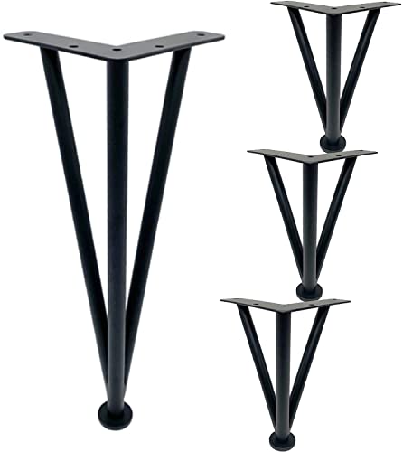 4 Stück verstellbare dreieckige Metall-Möbelbeine, moderne DIY-Ersatzfüße für Sofa, Tisch, Schrank, 28 cm, schwarz, mit Bodenplattenschutz von Generisch
