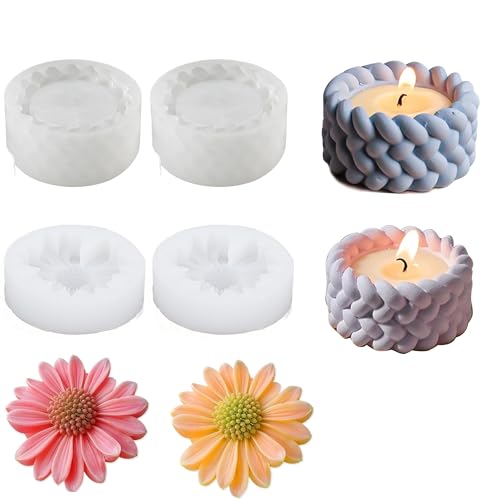 4 Stücke Kerzenform Silikon, Silikonform Blumen, DIY Silikonform Kerzen Gießen Formen, Gießformen Silikonformen für Schokolade, Gelee, Kunsthandwerk Dekorationen von Generisch