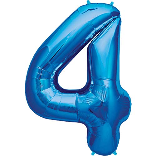 4 Zahl Riesen Ballon Party Supplies Folienballon im Zahlen-Design groß 40 Zoll 100 cm Ballon Zahl 4 in Blau - XXL Riesenzahl 100cm - zum 4. Geburtstag Luftballon Happy Birthday von Generisch