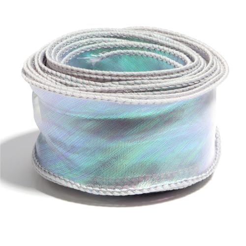 4 cm breites Chiffonband mit Wellenrand, 4,5 m, DIY-Bastelband for Geschenkverpackungen, Hochzeits- und Partydekoration, Blumenmuster(Gray) von Generisch