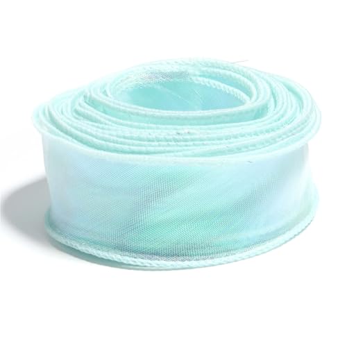 4 cm breites Chiffonband mit Wellenrand, 4,5 m, DIY-Bastelband for Geschenkverpackungen, Hochzeits- und Partydekoration, Blumenmuster(Light Blue) von Generisch