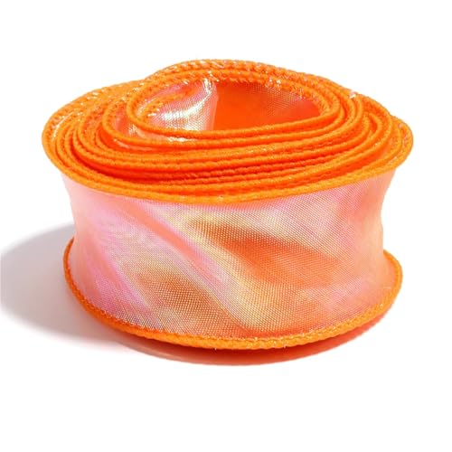 4 cm breites Chiffonband mit Wellenrand, 4,5 m, DIY-Bastelband for Geschenkverpackungen, Hochzeits- und Partydekoration, Blumenmuster(Orange) von Generisch