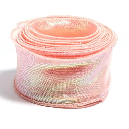 4 cm breites Chiffonband mit Wellenrand, 4,5 m, DIY-Bastelband for Geschenkverpackungen, Hochzeits- und Partydekoration, Blumenmuster(Peach Beige) von Generisch