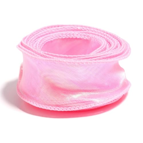 4 cm breites Chiffonband mit Wellenrand, 4,5 m, DIY-Bastelband for Geschenkverpackungen, Hochzeits- und Partydekoration, Blumenmuster(Pink) von Generisch